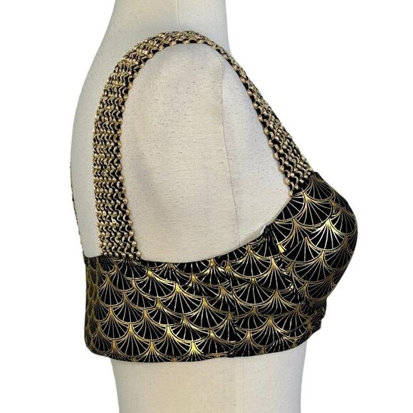 Sirencore Mermaid Metallic Gold Crop Bra Top Festival Cage Club Party Rave Sz M - Picture 9 of 11